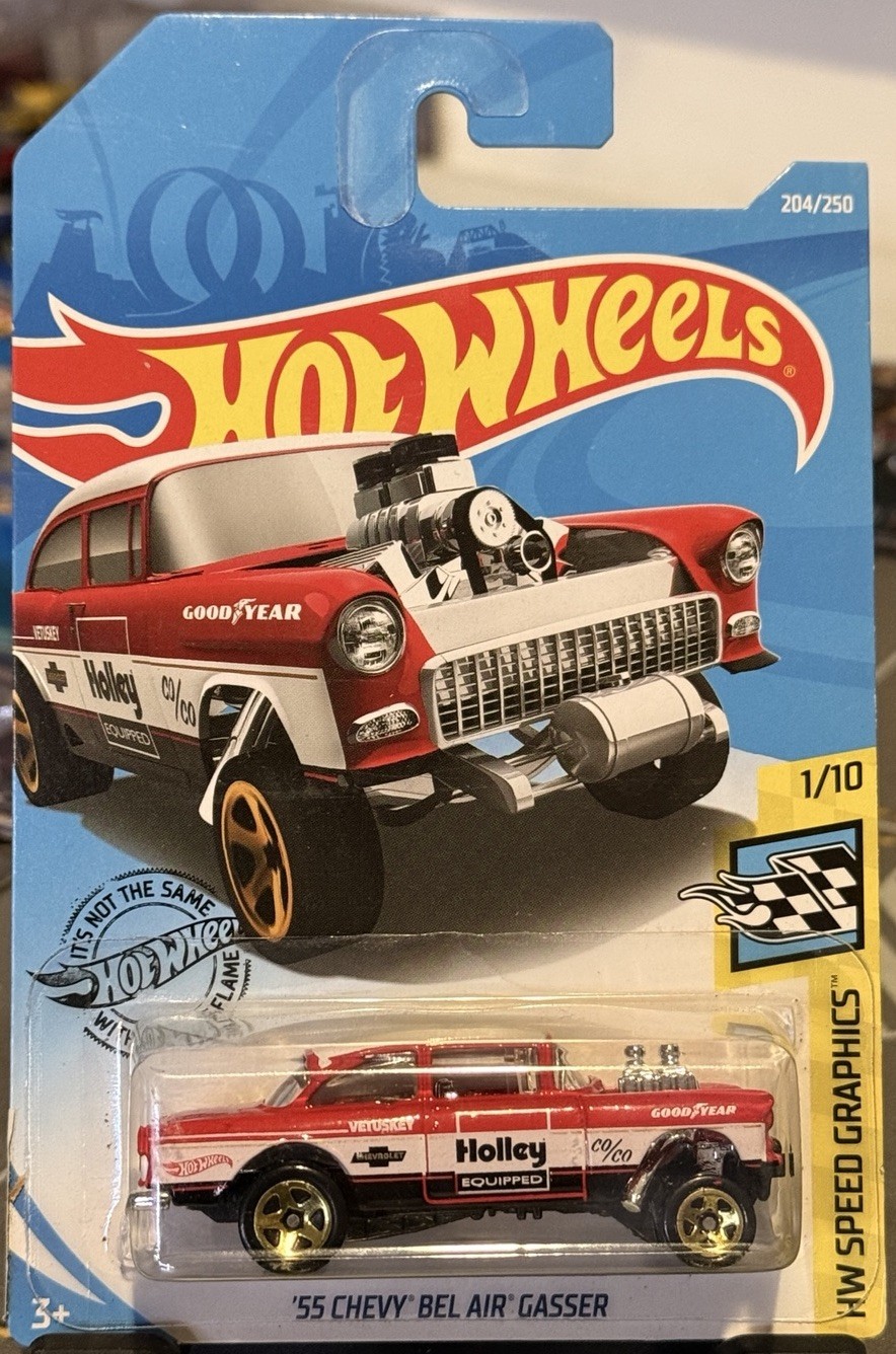 2019 Hot Wheels HW Speed Graphics '55 CHEVY BEL AIR GASSER “HOLLEY” CHEVROLET