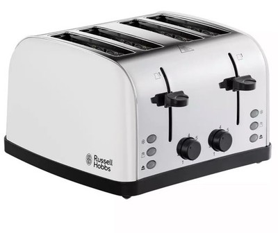 Russell Hobbs Worcester 4-Scheiben-Toaster weiß Edelstahl 28361 (kleine Delle)
