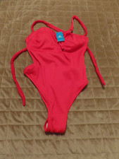 Women's, Cupshe, Solid Red, 1-piece Swimsuit, Textured, Size: Small, New w/Tags