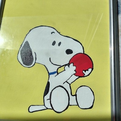 Hand Crafted Cartoon Beagle Dog Framed 8x10''