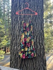 Vintage Floral Midi Dress, Flowy, Tight Bust