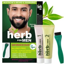 herb for men mustache & beard dye (nature black, 1 pack), ppd-free ammonia-fr...