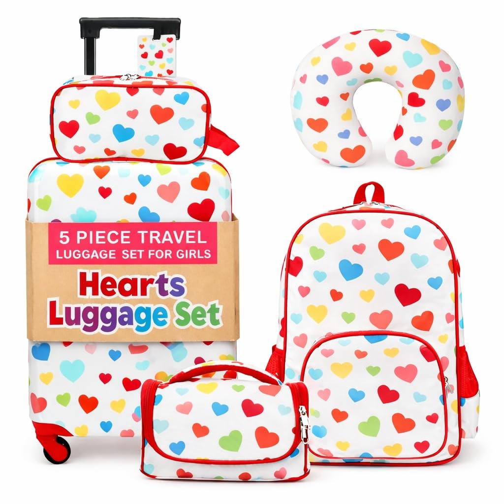 Set - Carry On Suitcases With Wheels For Girls & Toddlers, T