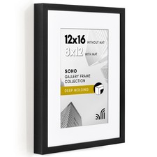 Americanflat 12x16 Picture Frame with Polished Plexiglass - Use as 8x12 Frame...