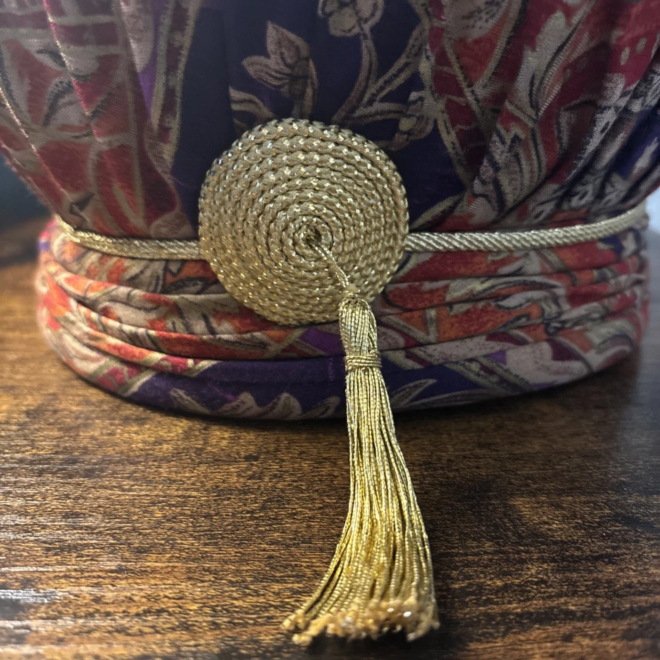 B Michael New York Designer Straw Fiber Hat - Royal Purple & Red Hat - Image 4 of 4