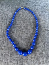 Vintage Blue long Bead Necklace St Michael 
