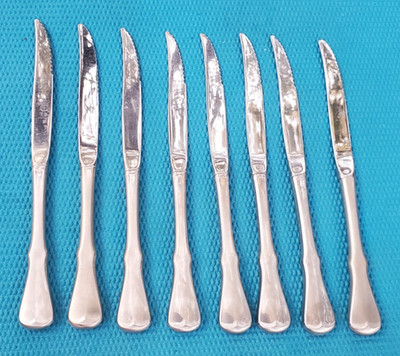 8-Oneida PATRICK HENRY Community HOLLOW STEAK KNIVES 9''