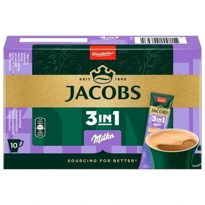 JACOBS 3in1 Milka Instant Coffee Sticks Sachets Full Box 10 x 12.4g