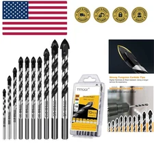 Professional Masonry Drill Bit Set 10PCS for Glass/Brick/Plastic/Cement/Wood/...