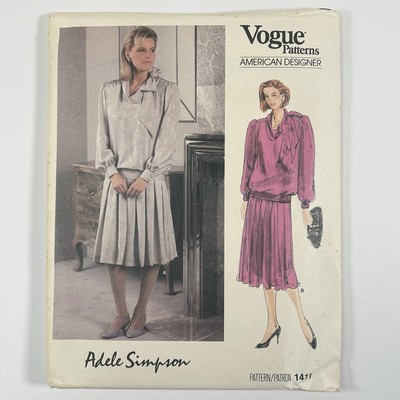 Vogue Schnittmuster 1411 locker sitzendes Top & Rock Adele Simpson U/C FF Größe 12