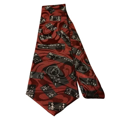 Vintage 90s Steven Harris Math Equations Novelty Tie Mens Red Teacher Professor - Image 1 of 4