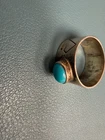 Vintage Navajo Turquoise Cigar Band Sterling Silver Ring SZ 10
