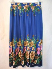 VINTAGE Secretary Skirt Plus 80's Blue Floral Print PLEATED SKIRT SIZE 2X D131