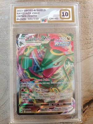 Pokemon Rayquaza Vmax Crown Zenith #42406   102/159 PG Grading  10