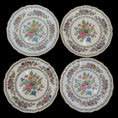 Royal Doulton The Cavendish D5009 Set of 4 Plates 8.5in Yellow Floral Flower VTG