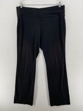 EILEEN FISHER Pants L Organic Cotton Stretch Jersey Straight Yoga Black USA