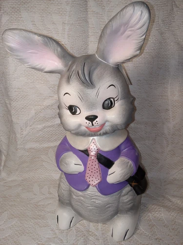 Vtg Ceramic 13" Alberta's Mold Handpainted Bunny - Picture 1 of 4