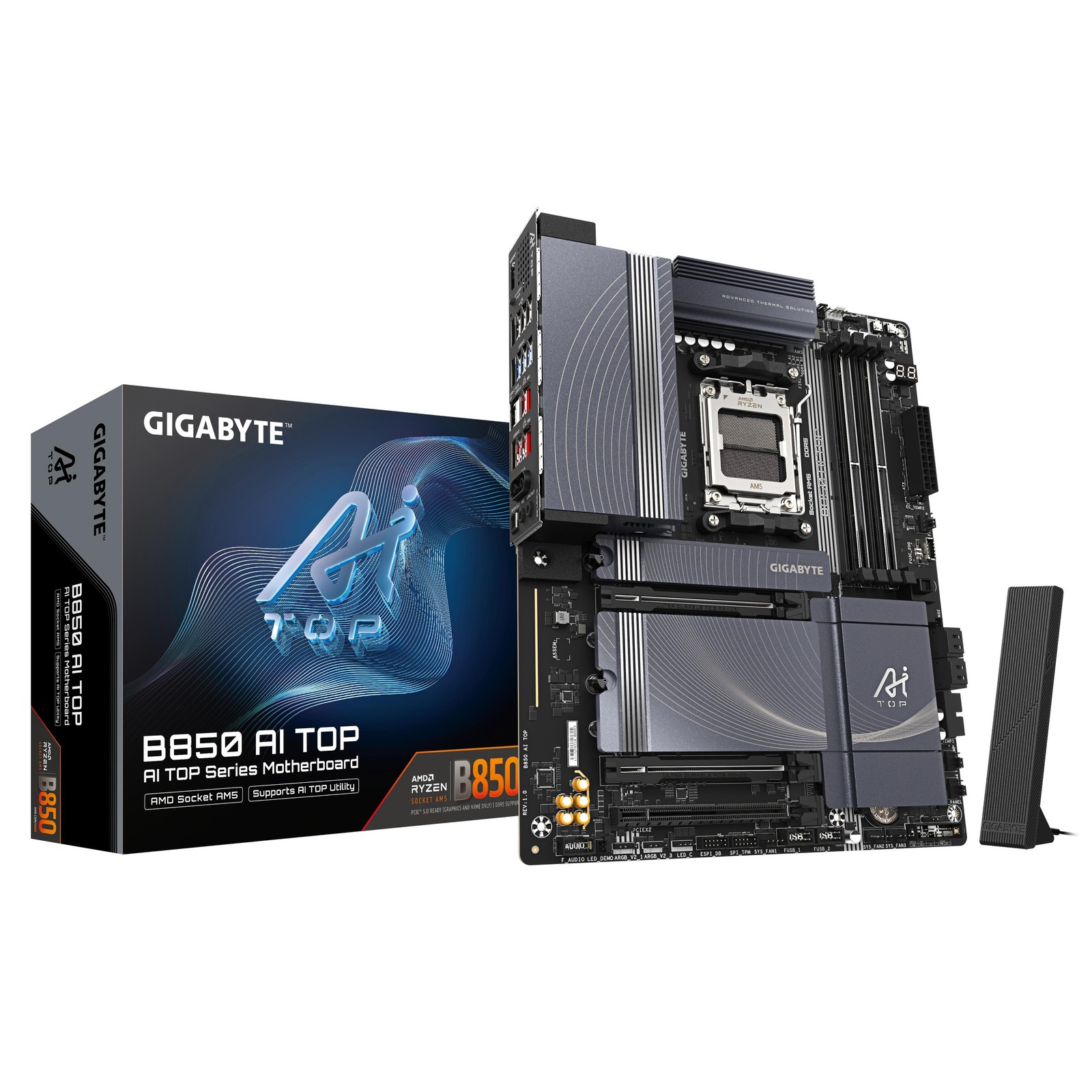 Gigabyte b850 ai top scheda madre - processori amd ryzen serie 9000, 16+2+2 fasi vrm digitali, fino a 8600mhz ddr5 (oc), 2xpcie - Immagine 2