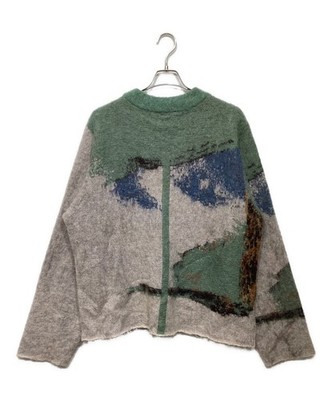 SHINYA KOZUKA Benjamin print mohair knit Size: L Beige x green 