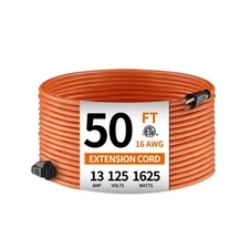 50ft 16AWG Outdoor Extension Cord, Indoor/Outdoor 50-Foot SJTW 16/3 Gauge Ext...