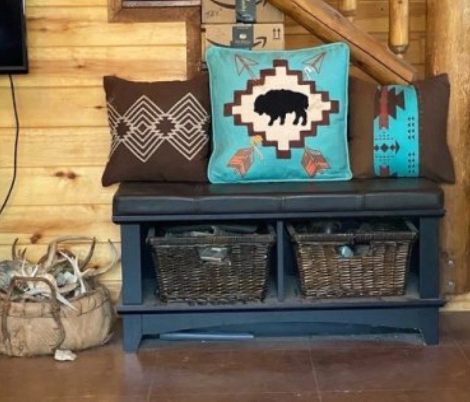 "Almohada Bufflo grande HiEnd Accents con detalles de adorno, Serape, 18"" x 18""" Foto 2 de 4