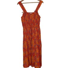 Nine West Women's Sleeveless Orange Dress Tropical Pattern Size Medium