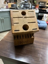 Cutco 1748 Homemaker 18 Slot Knife Block Wood Honey Gold Oak 8 Steak Knife Slots