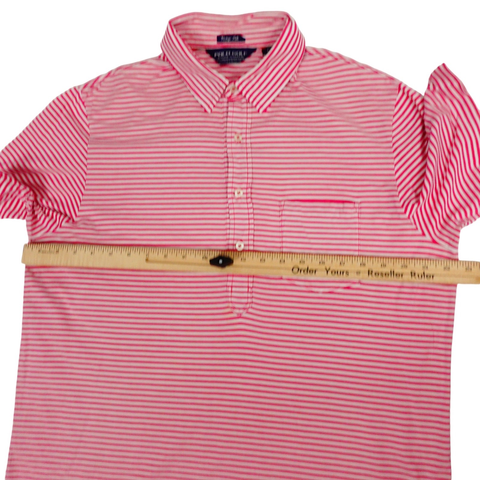 Ralph Lauren Pima Cotton Pink Candy Cane Striped Golf Polo Shirt Men's Large thumbnail 5