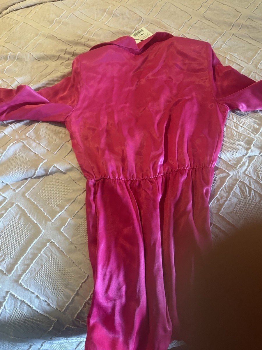 Zara 100% Silk Pink Sleeve Button Dress | eBay