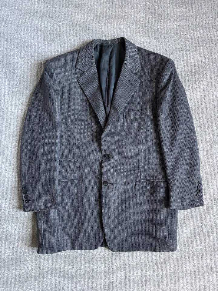 Bespoke John Kent Savile Row Grey Herringbone Wool Tweed Blazer Sport Coat - Image 2 of 4