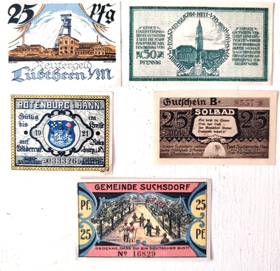 A/8- ALLEMAGNE - DEUTSCLAND - Lot de 5 Notgeld 1920/21 - NEUF - UNC - Photo 1/2
