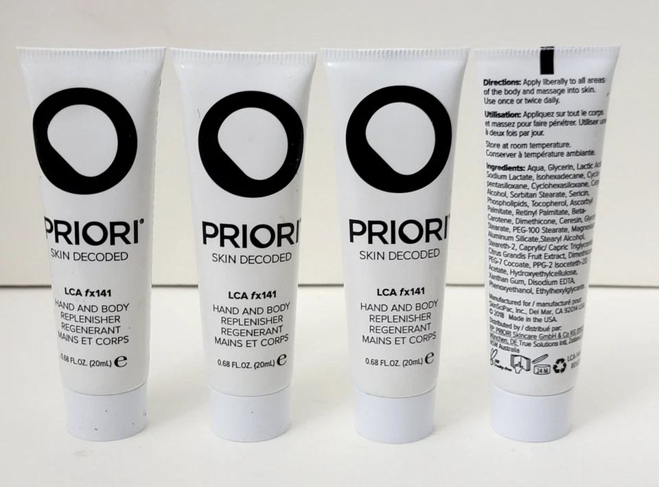 4 упаковки PRIORI декодированный кожи LCA fx141 руки и тела пополнитель 0,68 жидкой унции запечатанный - Изображение 2 из 2