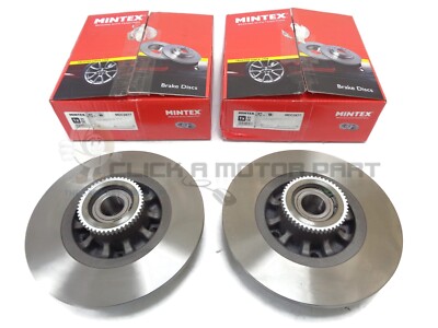 Rear 2 Mintex Brake Discs Fitted Wheel Bearings + ABS Rings Vauxhall Vivaro 1.6
