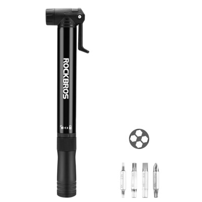 #ad ROCKBROS Mini Bike Pump Presta Schrader 120PSI Portable Tire Pumpamp;Multitool $19.99