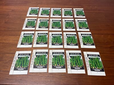 Antique Depression Era Card Seed Co Fredonia NY Bush Beans Box Lot of 20 KG JD