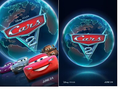 Cars 2 Original Theater 27x40 Double Sided Movie Posters Set of 2 