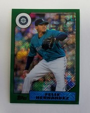 2017 Topps Felix Hernandez 1987 Chrome GREEN Refractor Silver Pack Card /150