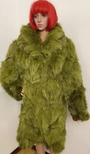 RARE GORGEOUS GREEN FOX FUR COAT LUXURY JACKET BEAUTIFUL LOOK SIZE XL