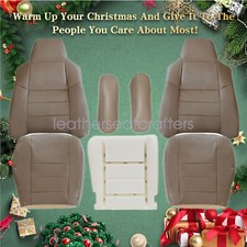 7x For 2002-2007 Ford F250 Lariat Front Perforated Leather Seat Cover Tan Foam 7x For 2002-2007 Ford F250 Lariat Front Perforated Leather Seat Cover Tan Foam