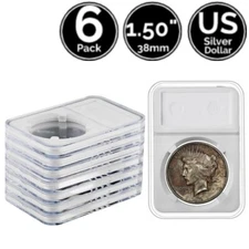 6 Pack 38mm Slab Coin Snap Holders US Silver Dollar / Flexible Variation Options