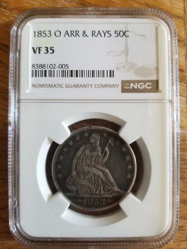 1853O Arrows And Rays Seated Liberty Half Dollar  - NGC VF35