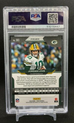 2020 Panini Prizm Blue Wave JORDAN LOVE Rookie RC 148/199 #363 PSA 9 GEM Packers - Picture 4 of 4
