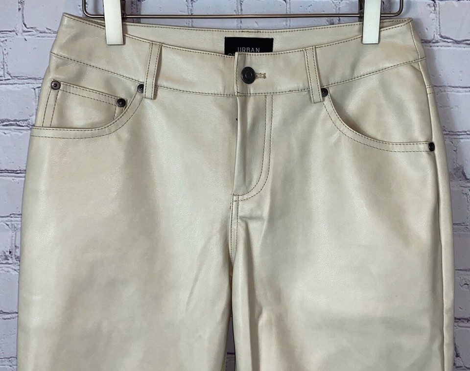 URBAN OUTFITTERS Womens’ Cream Faux Leather Pants Size 26 eBay