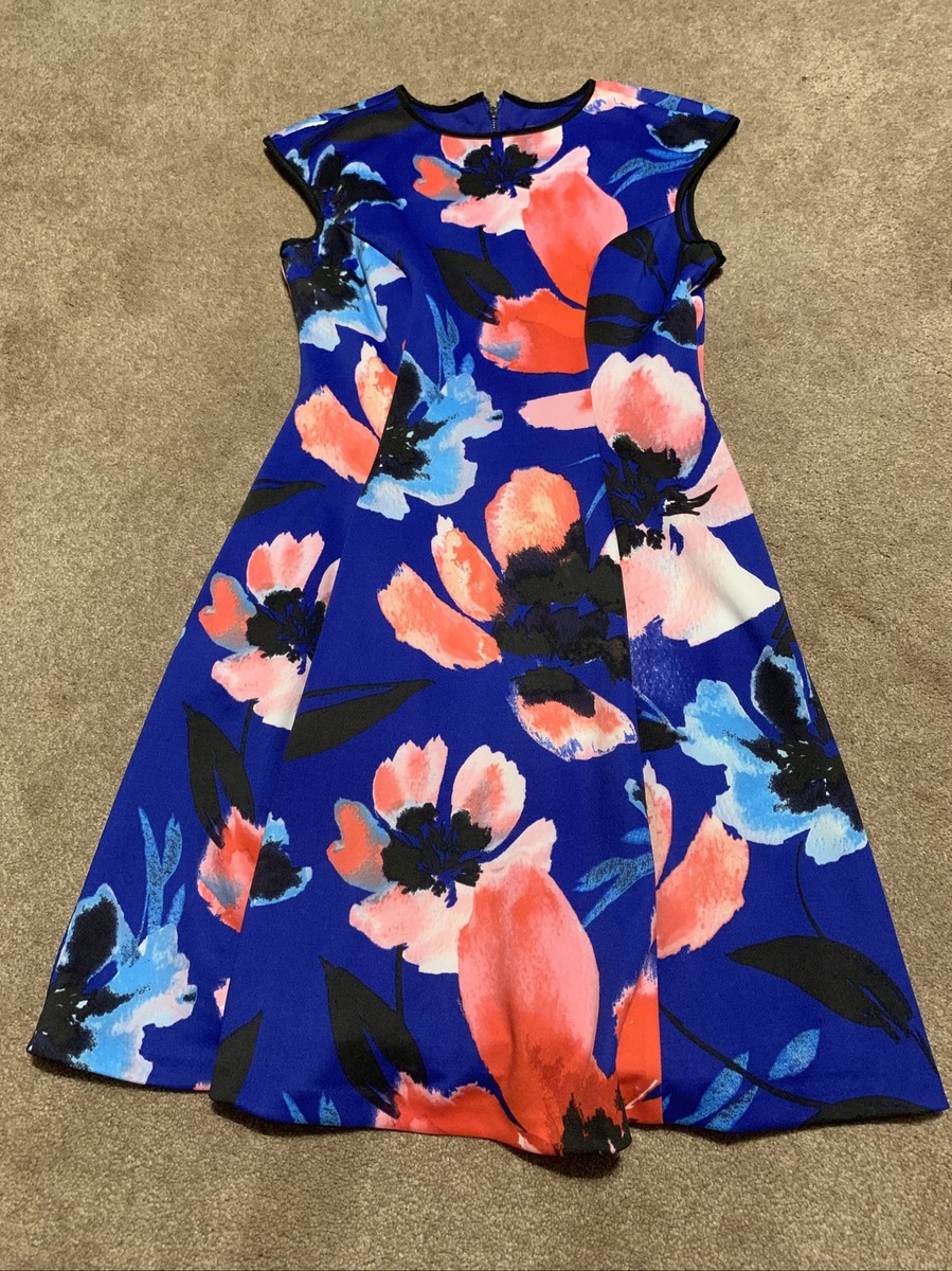 vince camuto printed a line dress Vince Camuto Womens Printed Sleeveless Cocktail Dress Black S