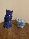 Fenton Duo-Opalescent Polar Bear And Blue Owl.