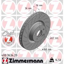ZIMMERMANN 2x Bremsscheibe vorne Ø360 mm für Mercedes-Benz S-Klasse W220 C215