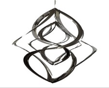 Deko Windspiel doppel Hurrikan Edelstahl Rostfrei Windrad Wind Dancer 35 cm