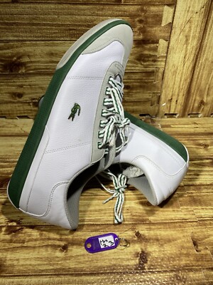 Lacoste Korben Croc Leather Shoes Size 13 sneakers Mens Lace Up White 