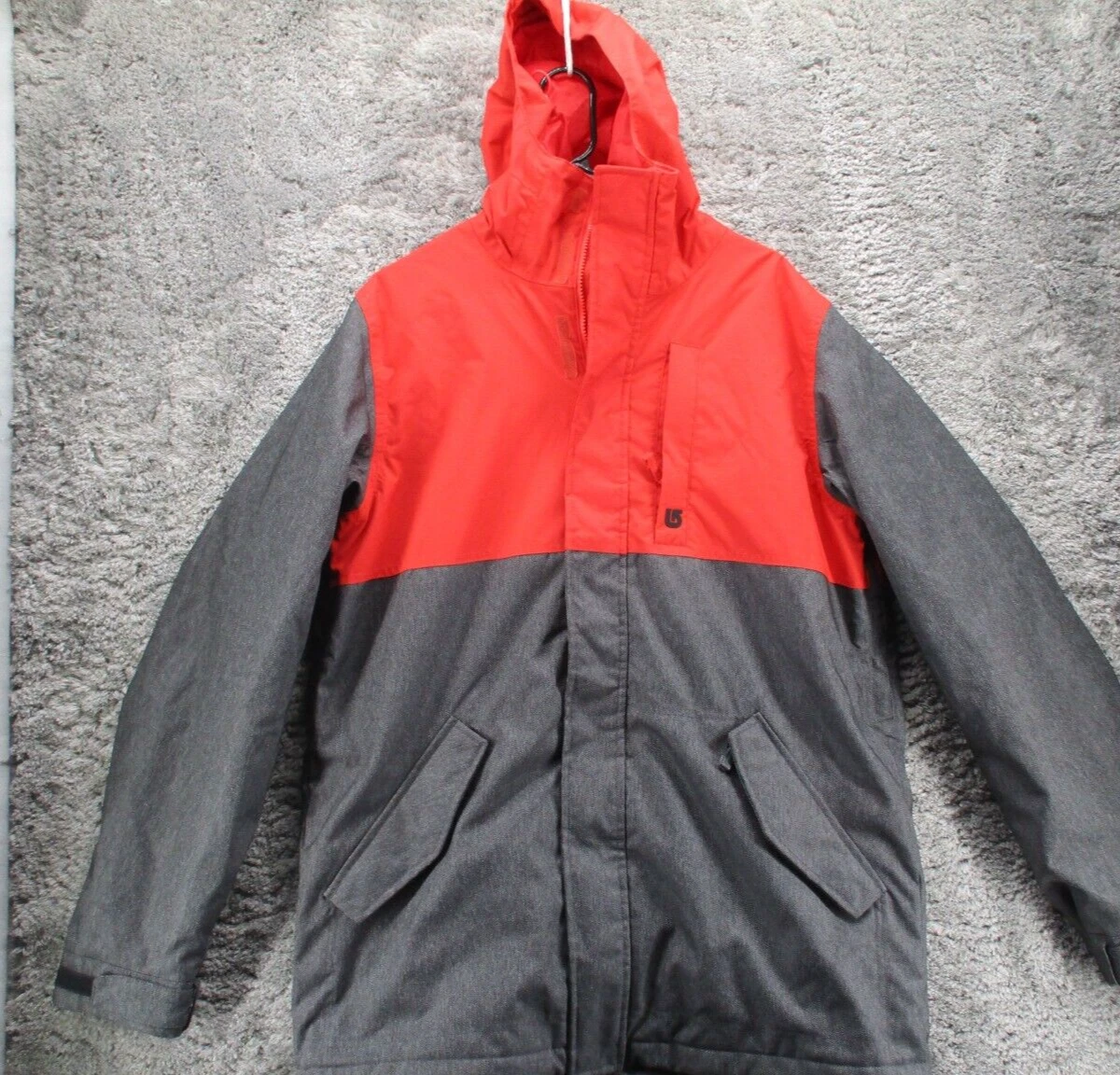 Veste de snowboard homme a capuche orange gris Burton The White Collection L