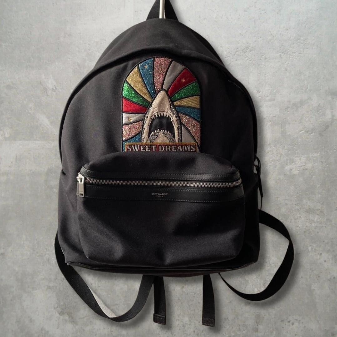 Rara borsa zaino squalo SAINT LAURENT nera